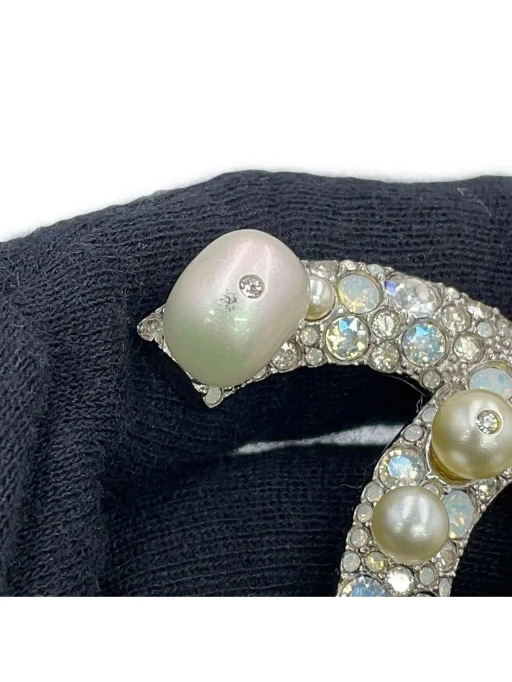 Chanel Brooch CC Logo Rhinestone Faux Pearl Metal 17k